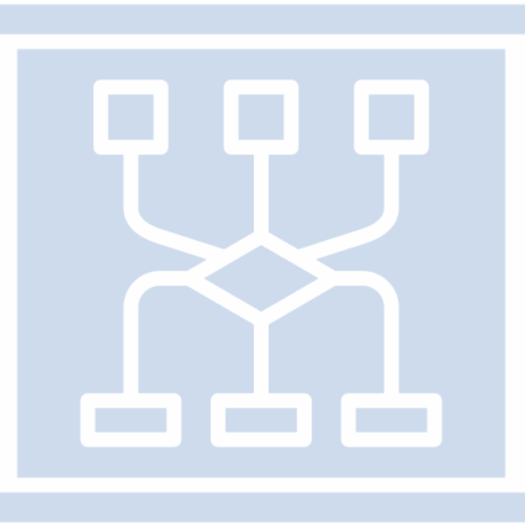 A simple flowchart with connected squares on a light blue background.