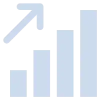 A rising bar chart with an upward arrow indicating growth.