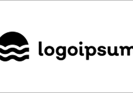 Black and white logo with wave-like design and text 'logoipsu'.